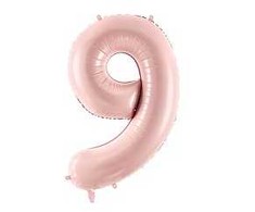 PartyDeco Balionas folinis skaičius 9 rausvas 72cm