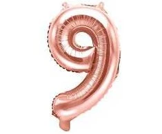 Balionas folinis skaičius 9 šviesiai rožinis 35cm