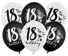 Party Deco Balionų rinkinys "18th birthday" 30cm 6 vnt