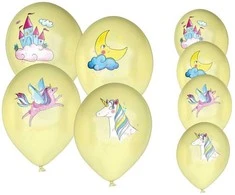 Balionų rinkinys 30 cm 8 vnt geltoni "Vienaragiai"