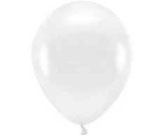 Eco balionai 10 vnt 30cm blizgantys balti