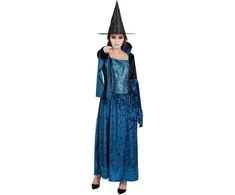 Elegantiškas raganos kostiumas juoda - mėlyna L/XL