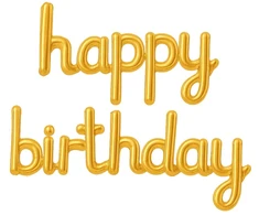 Folinio baliono girlianda „HAPPY BIRTHDAY“ – auksinė