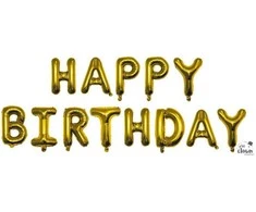 Folinis balionas raidės "HAPPY BIRTHDAY" auksinis 30 cm