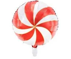 PartyDeco Folinis balionas "Saldainis Candy" balta raudona 35cm