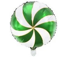 PartyDeco Folinis balionas "Saldainis Candy" balta žalia 35cm