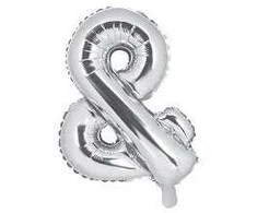 Party Deco Folinis balionas "&amp;" sidabrinis 35cm