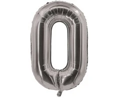 Folinis balionas skaičius 0 sidabrinis 85 cm