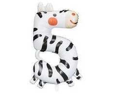 Party Deco Folinis balionas skaičius 5 zebras 68*98cm