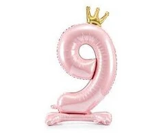 PartyDeco Folinis pastatomas balionas skaičius "9" rožinis 84cm