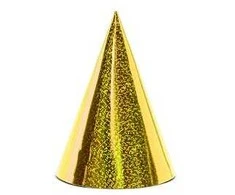 Party Deco Gimtadienio kepuraitės auksinės blizgios 16cm 6 vnt