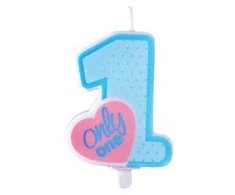 Gimtadienio žvakutė "Only One" melsva 8cm