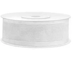 Party Deco Juostelė satino 25mm/25m balta blizganti