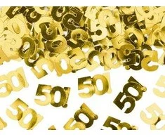 Konfeti blizgūs "50" geltoni