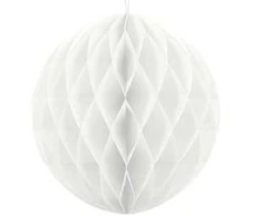 Party Deco Korėtas apvalus papuošimas 20cm 1 vnt baltas