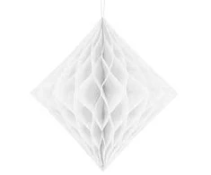 Party Deco Korėtas rombas 30cm 1 vnt baltas