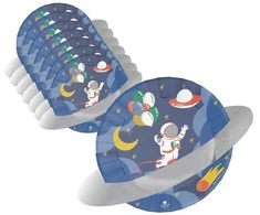 Lėkštutės vienkartinės popierinės "Kosmosas" 23 cm 8 vnt