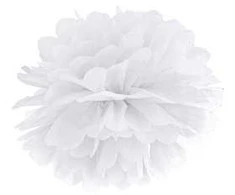 Party Deco Pomponas baltas 25 cm