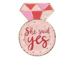 Popierinės lėkštutės "She said yes" 6vnt 18*25,5cm