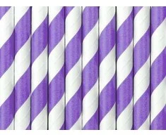 Party Deco Popieriniai šiaudeliai balta-violetinė