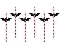 Party Deco Popieriniai šiaudeliai "šikšnosparnis" 6vnt