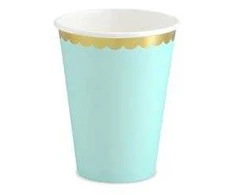 PartyDeco Vienkartiniai puodeliai žalsvai melsvi 220ml 6 vnt