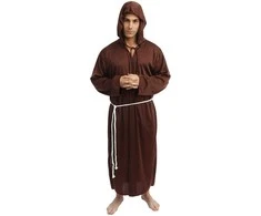 Vienuolio kostiumas rudas su gobtuvu ir diržu L/XL