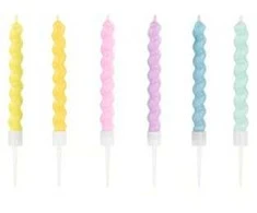 PartyDeco Žvakutės gimtadienio 6 vnt 8,5cm spiralinės spalvotos