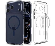 Dėklas „Spigen Ultra Hybrid MagSafe“, skaidrus, tamsiai mėlynas - iPhone 17 Pro