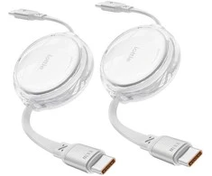 Kabelis iOttie 100W Retractable USB-C Cable 2 Pack, baltas