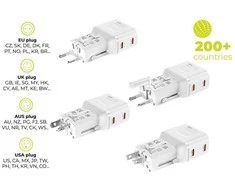 Įkroviklis Mobile Origin 45W Travel Adapteris, EU/US/UK/AU PW26, baltas