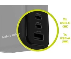 Įkroviklis Mobile Origin 65W GaN Ekranas Charger PW20 - 2x USB-C + USB-A