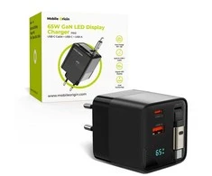 Įkroviklis Mobile Origin 65W GaN Ekranas Charger PW2 - USB-C Cable + USB-C + USB-A