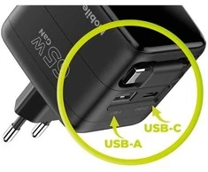 Įkroviklis Mobile Origin 65W GaN Ekranas Charger PW3 - USB-C Cable + USB-C + USB-A