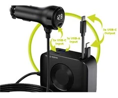 Įkroviklis Mobile Origin 75W 5in1 Car Charger CA23 - 2x USB-C + USB-A Port, 2x USB-C Cable
