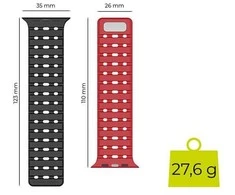Mobile Origin magnetinis dirželis, juodas/raudonas - AW Ultra 2/1 (49 mm) 9/8/7 (45 mm)/6/SE/5/4 (44 mm)/3/2/1 (42 mm)