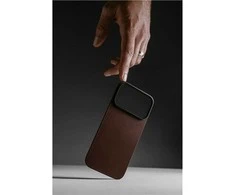 Dėklas Nomad Magnetic Leather Back, juodas (Horween), Magsafe - iPhone 17 Pro