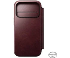 Dėklas Nomad Modern Leather Folio, burgundy (Horween) - iPhone 17 Pro