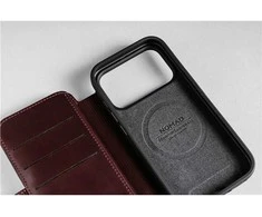 „Nomad Modern“ odinis dėklas, bordo spalvos („Horween“) – „iPhone 17 Pro Max“