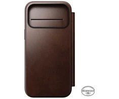 Dėklas „Nomad Modern Leather Folio“, kaimiško stiliaus rudas (Horween) – „iPhone 17 Pro Max“