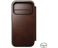 Dėklas Nomad Modern Leather Folio, rustic ruda (Horween) - iPhone 17 Pro