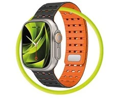 Mobile Origin magnetinis dirželis, juodas/oranžinis - AW Ultra 2/1 (49 mm) 9/8/7 (45 mm)/6/SE/5/4 (44 mm)/3/2/1 (42 mm)