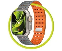 Mobile Origin magnetinis dirželis, pilkas/oranžinis - AW Ultra 2/1 (49 mm) 9/8/7 (45 mm)/6/SE/5/4 (44 mm)/3/2/1 (42 mm)