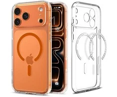 Dėklas „Spigen Ultra Hybrid MagSafe“, skaidrus oranžinis - iPhone 17 Pro