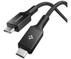 Spigen Essential USB C to USB C 100W Fabric Cable, juodas EB10015CC