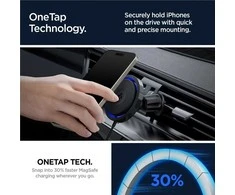 Dėklas Spigen „OneTap Pro 3 Cryomax MagSafe“ belaidis automobilinis įkroviklis (oro ventiliacijos anga), juodas