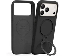 Dėklas Torras Ostand Q3 silikoninis dėklas, obsidiano juoda — iPhone 17 Pro