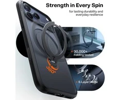 Dėklas Torras Ostand Q3 Spin, juodas – iPhone 17 Pro Max