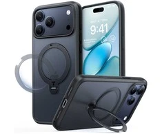 Dėklas Torras Ostand Q3 Spin, juodas – iPhone 17 Pro Max