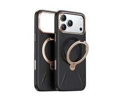 Dėklas Torras Ostand Q3 Vegskin, obsidianinė juoda - iPhone 17 Pro